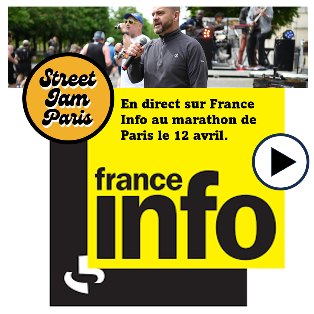 Street Jam Paris en direct sur France info pour le marathon de Paris le 12 avril 2026.